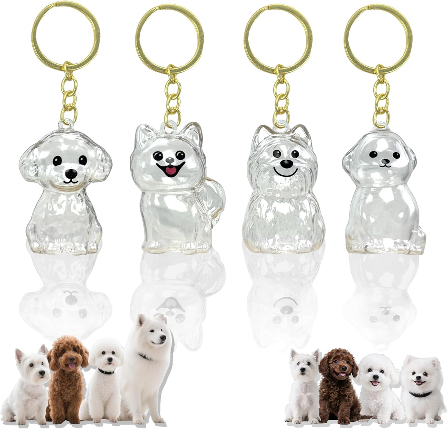 4 Pack Dog Hair Keychain | Set for Pet – Keepsake Bottle to Preserve Fur | Memor