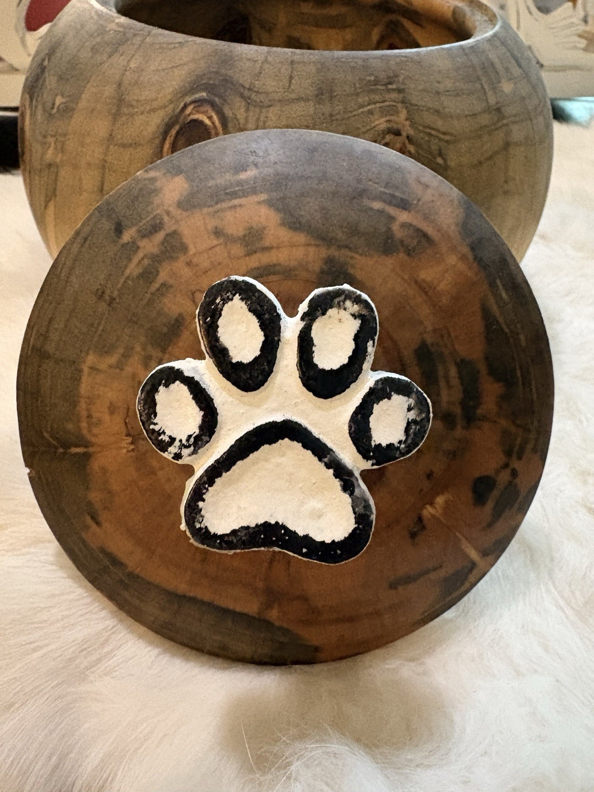 Handcrafted Wooden Pet Keepsake Bowl Dog Or Cat