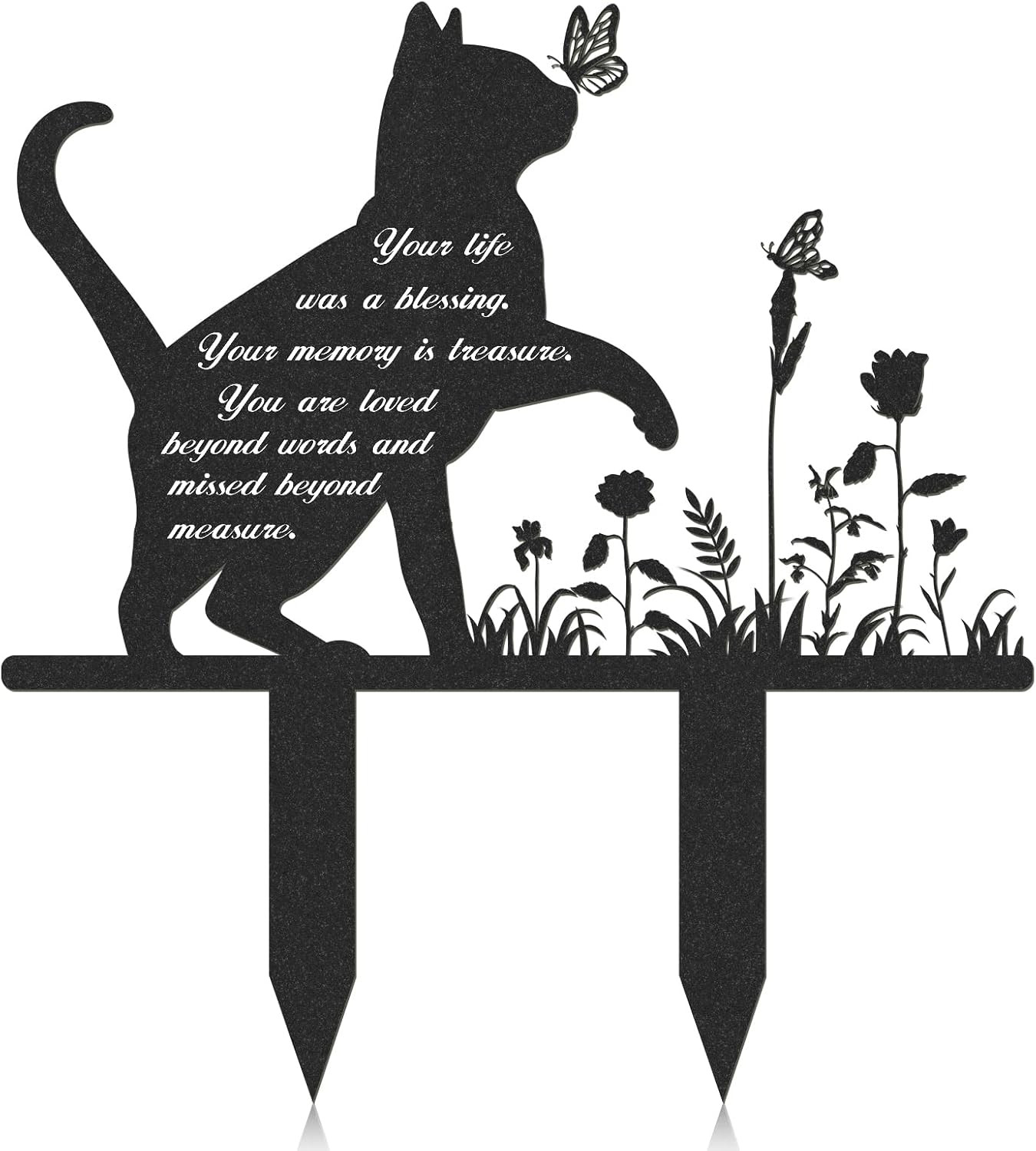 Memorial Pet Grave Markers Metal Cat Garden Stake Plaque Cemetery(13.4 X 12 In)