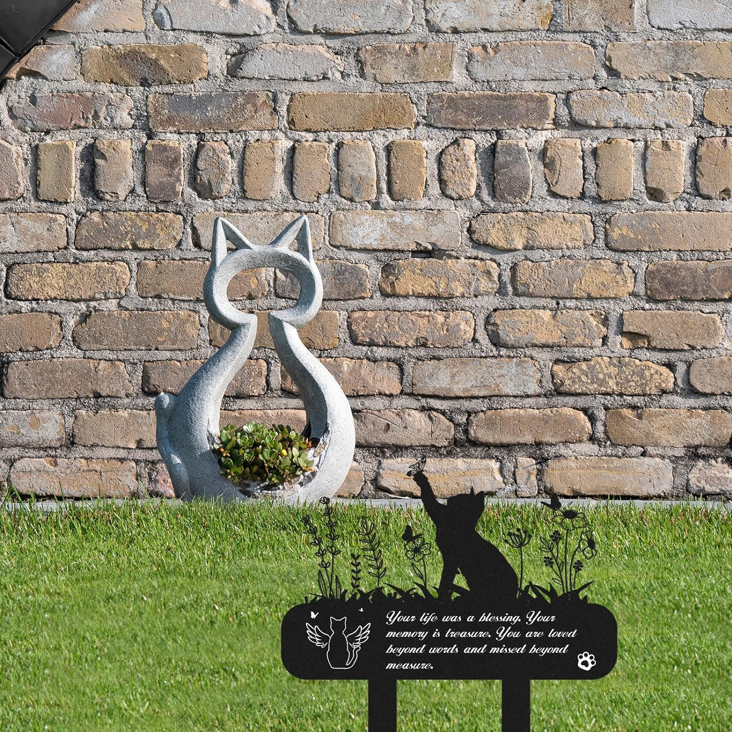 Pet Grave Markers Metal Cat Memorial Plaque🌟 Waterproof🌟🌟 Cemetery Stake