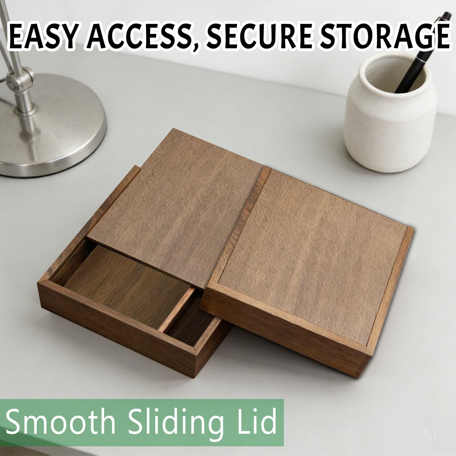 Walnut Wooden 4×6 Photo Box with USB Compartment, Photography Keepsake Storag…