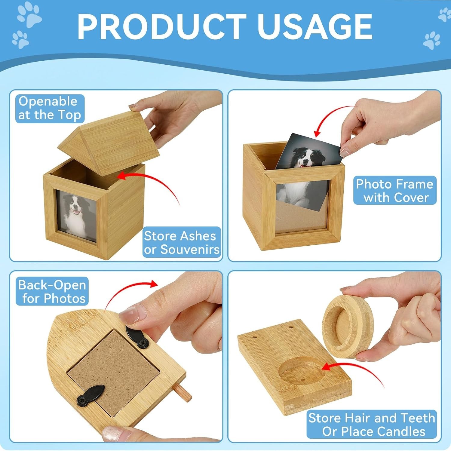 Pet Memorial Gift for Dogs, Pet Urn for Ashes Memory Keepsake Photo Frame