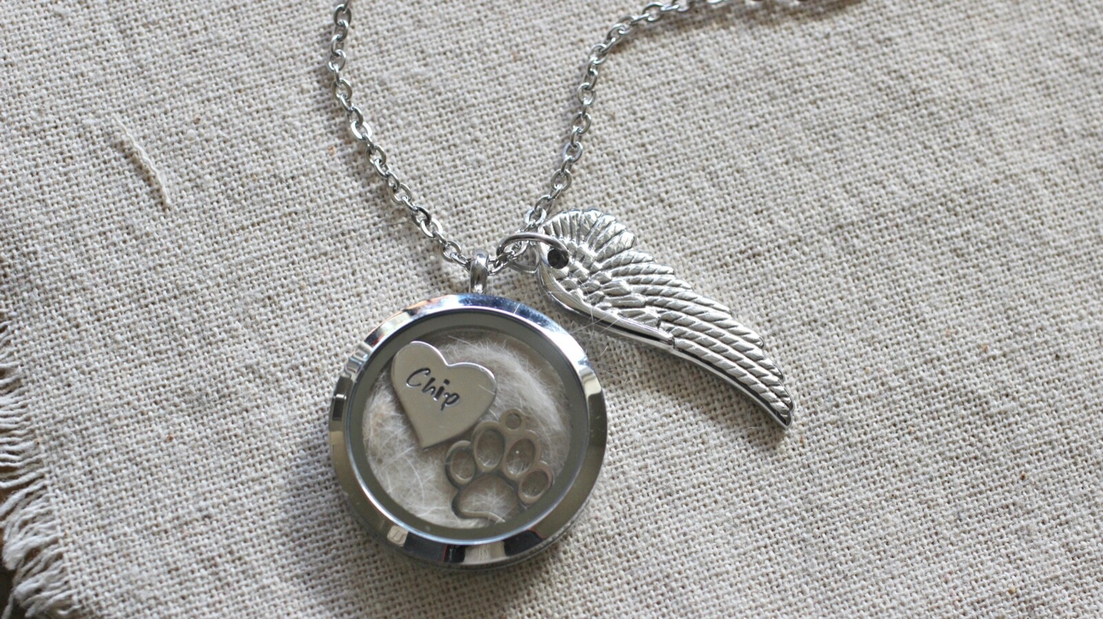 Personalised Pet Loss Keepsake, Dog Fur Locket, Cat Memorial, Pet Hair Necklace