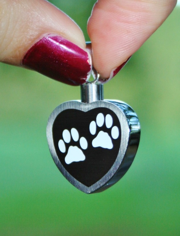 Cremation Jewelry Pendant Urn Necklace for Ashes Pet Dog Cat Paw Print Heart Ash
