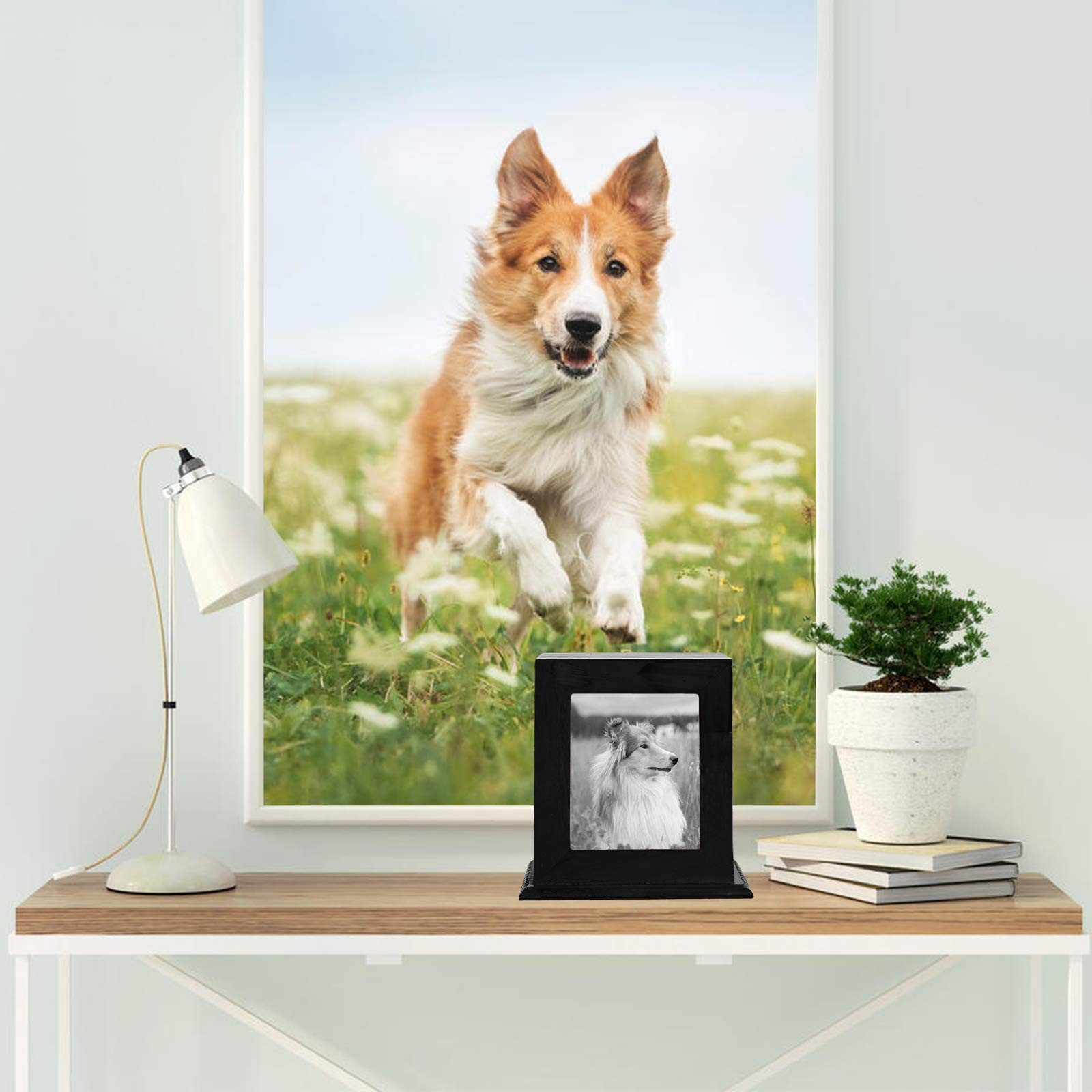Pet Cremation Urn for Large Dogs, Ashes Photo Box, Wood Keepsake Memorial Urn