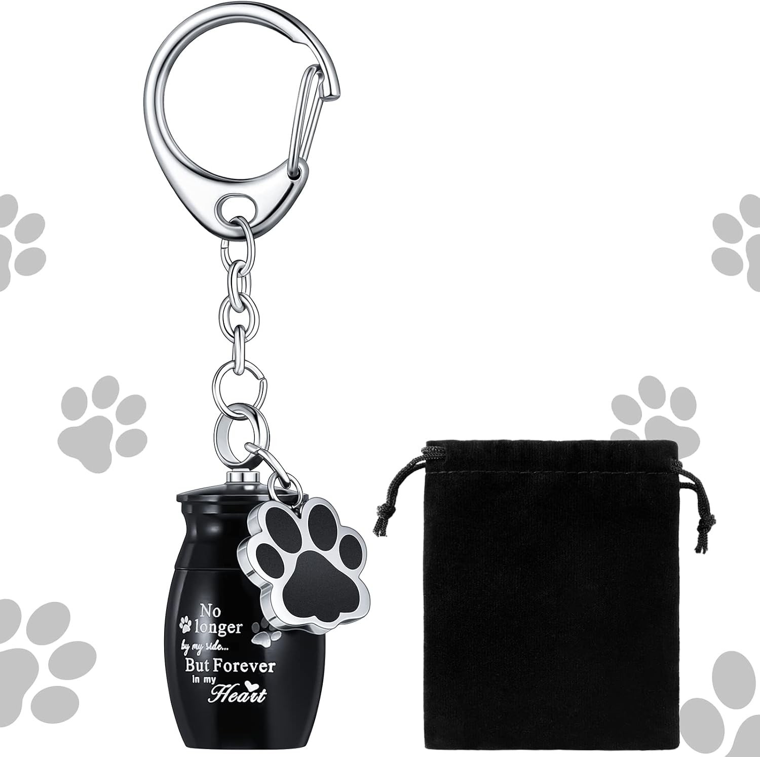 Cremation Pet Dog Urns Keychain for Ashes with Storage Bag Stainless Steel Sm…