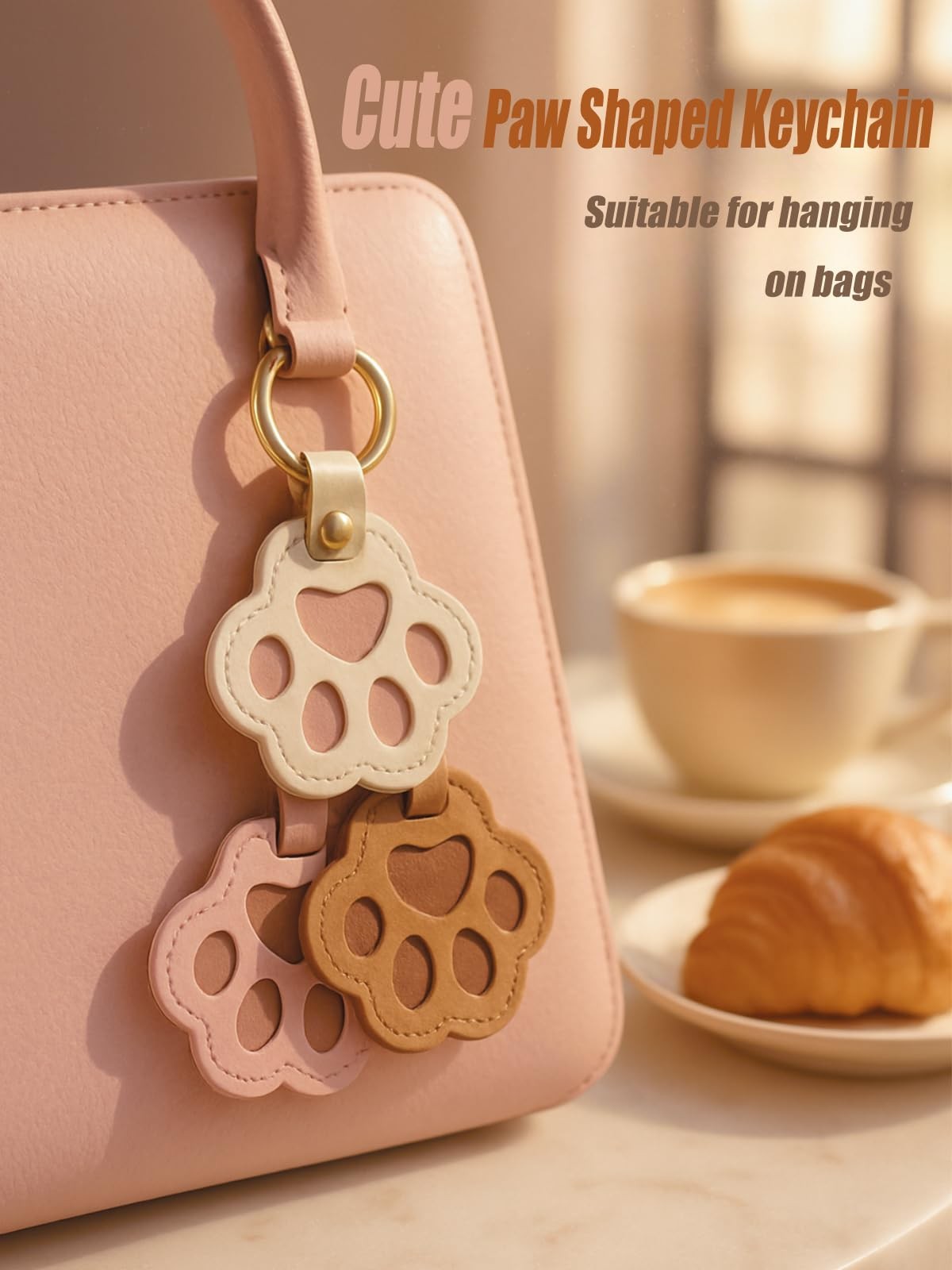 3 Pcs Cat Dog Hair Storage Keychain, Cute Pet Paw Shaped Leather Keychain, Pa…
