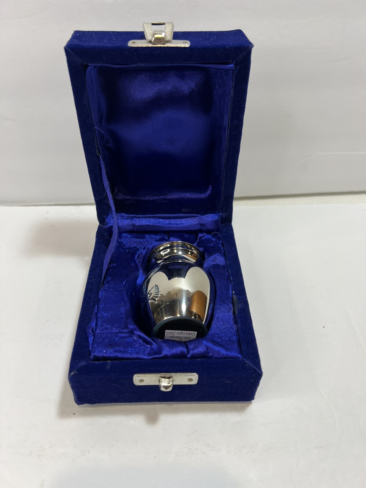 Miniature Metal Silver Plated Urn for Pet Ashes Clean 3 Inches Tall