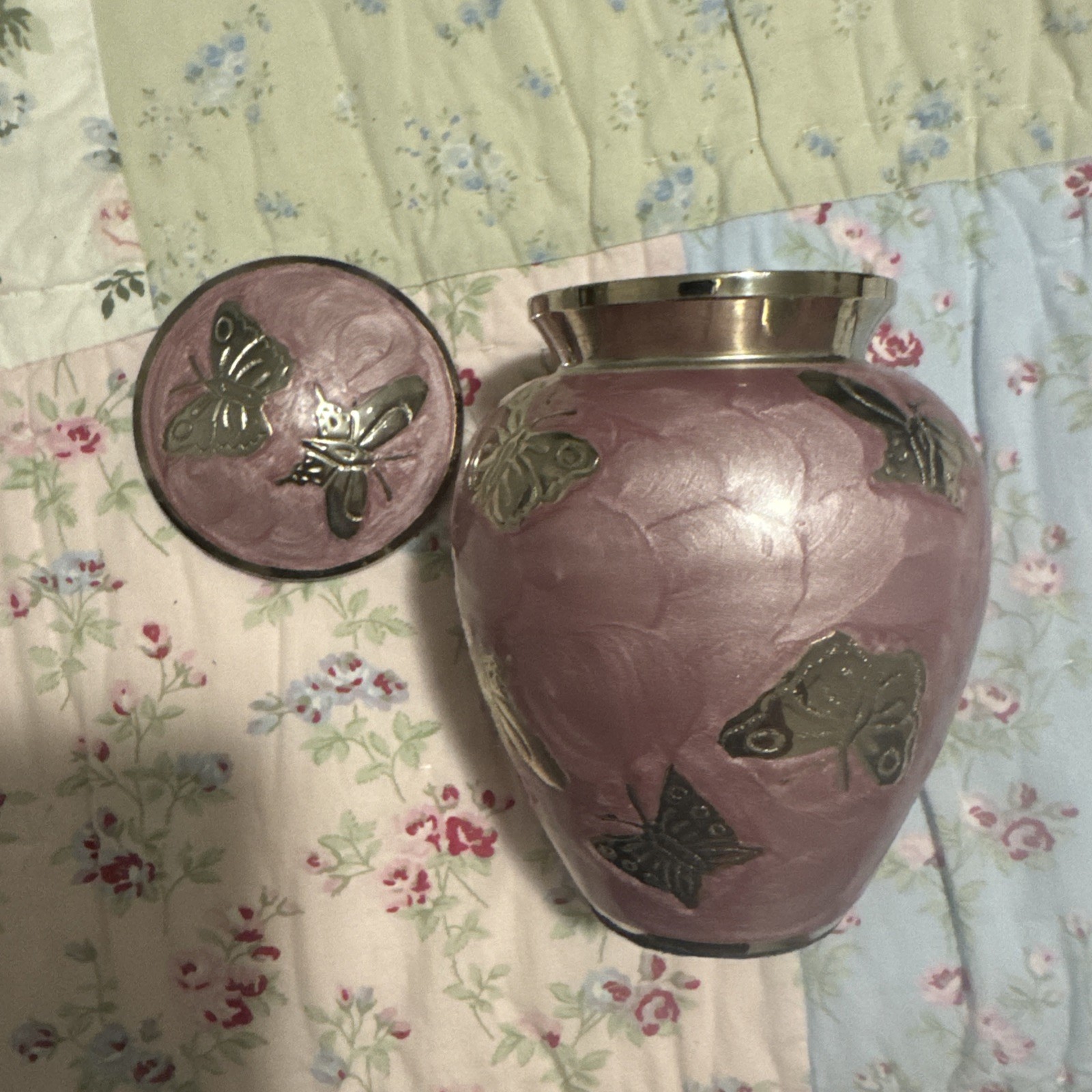 Pink Urn For Dogs And Cats W Butterflys