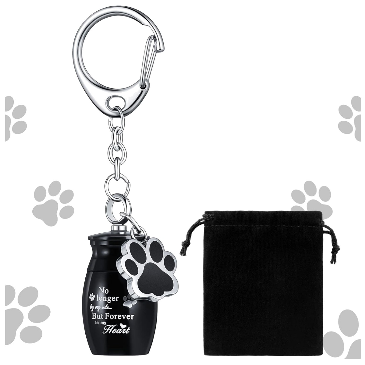 Cremation Pet Dog Urns Keychain for Ashes with Storage Bag Stainless Steel Sm…