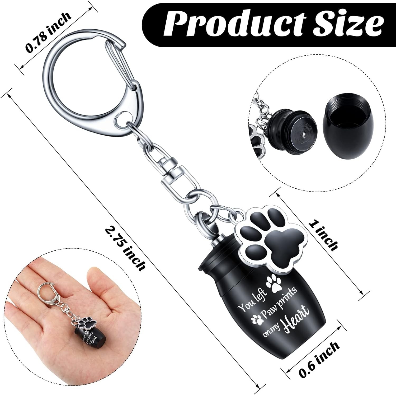 Stainless Steel Dog Urn Keychains – 2 Pcs Elegant Pet Memorial Keepsakes