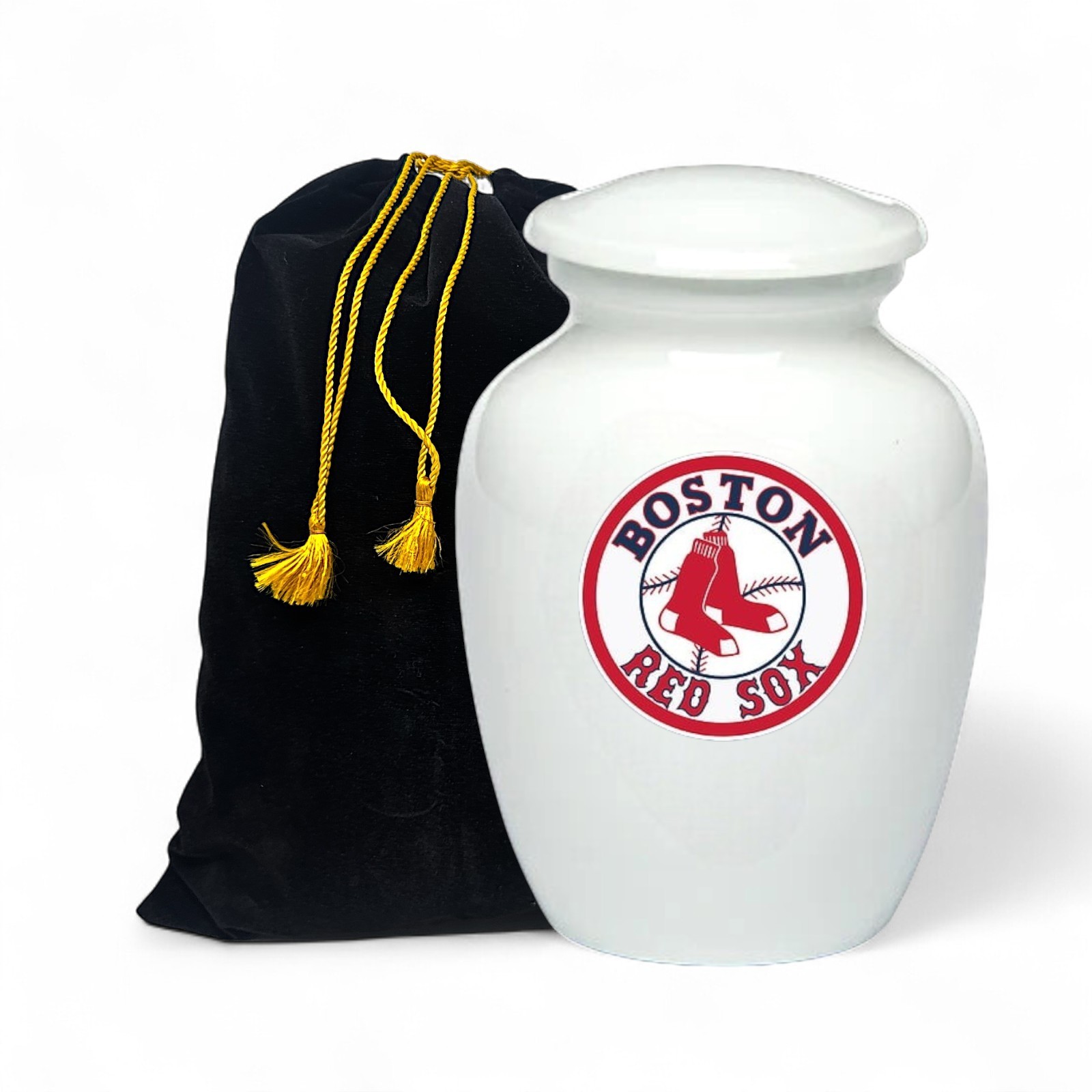 Boston Red Sox Baseball Style Cremation Urn Adult Ashes White Urns (8 Inch)