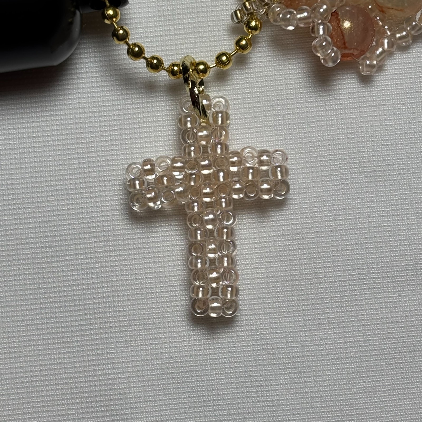 Cremation Ashes Keychain – Cremation Keepsake(pink cross and pink ornaments)