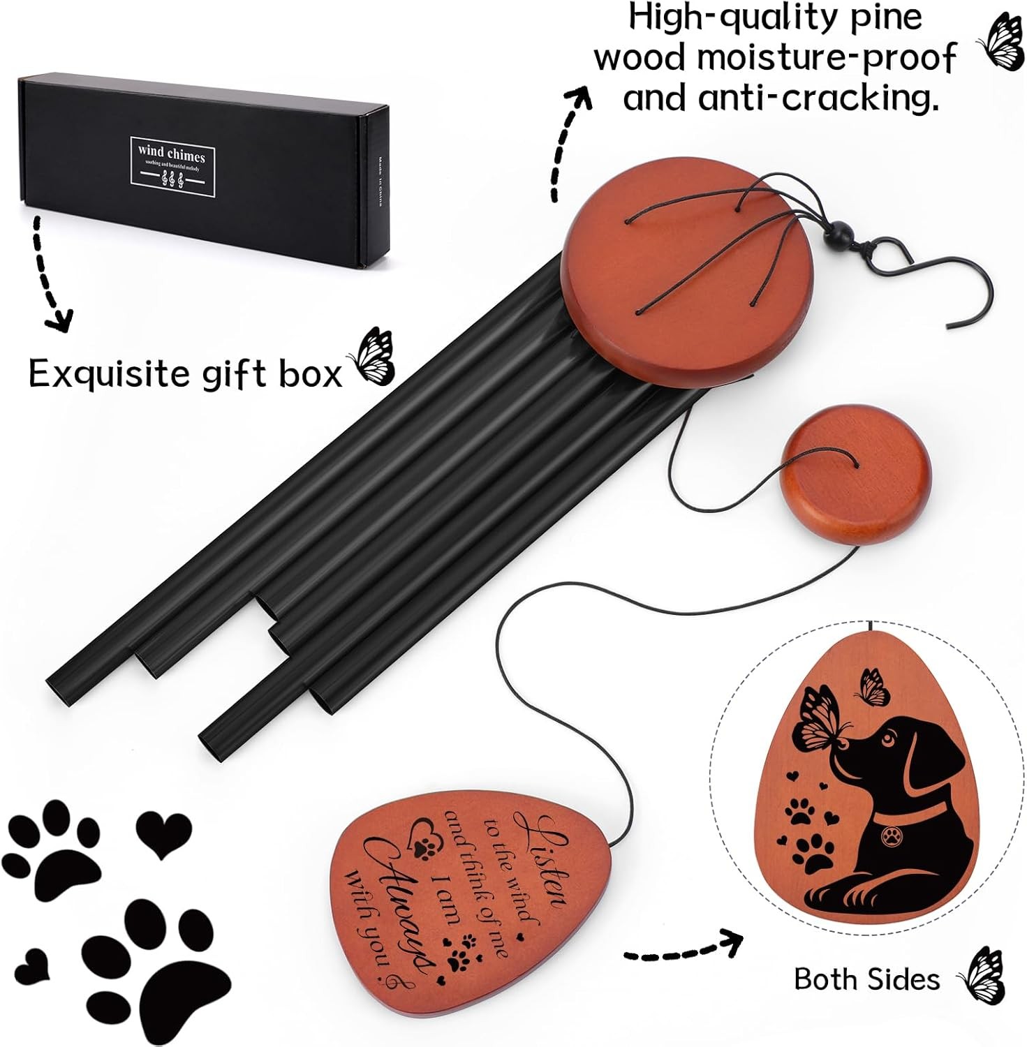 Dog Memorial Gifts Wind Chimes Loss of Dog Sympathy Windchime Puppy Passing Away