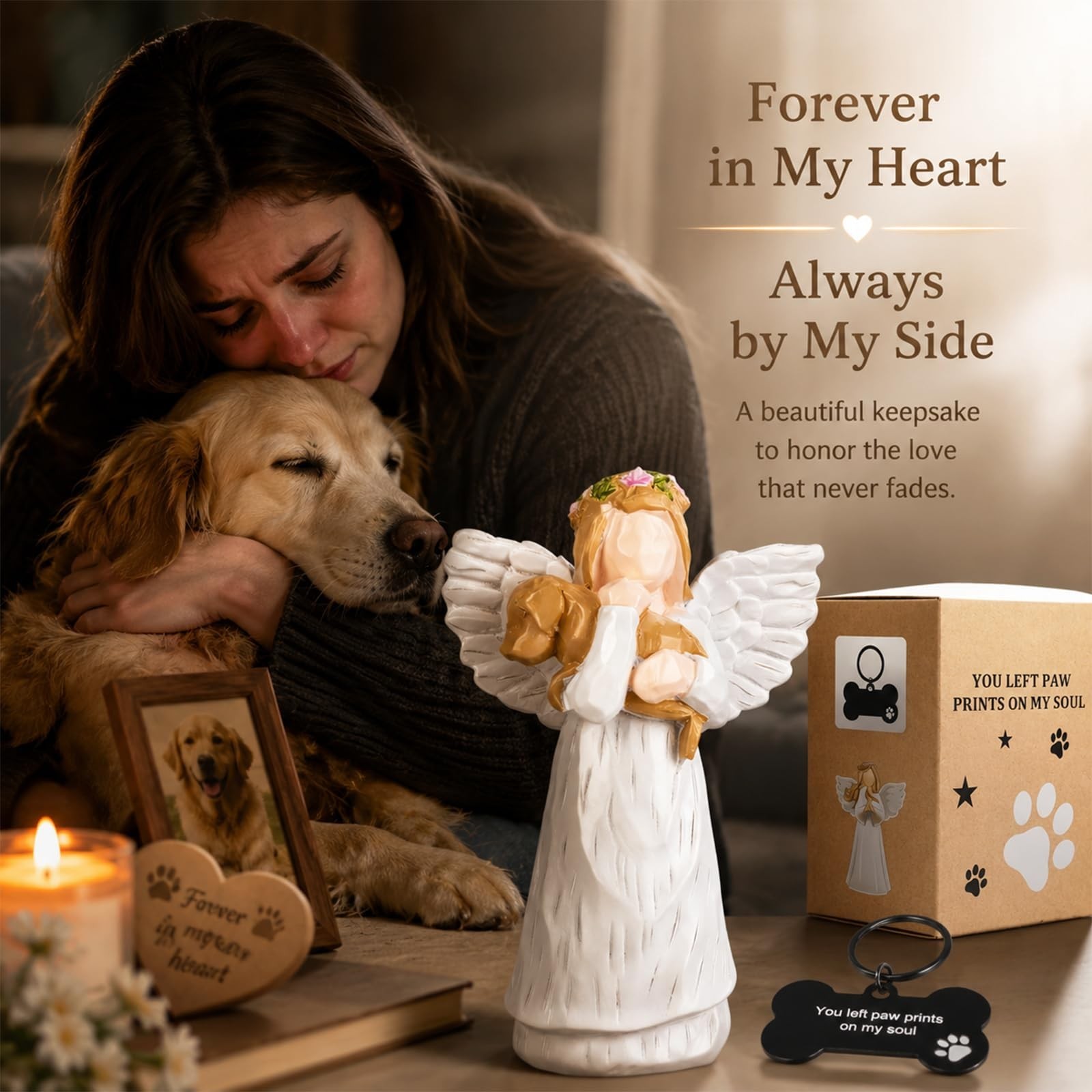 Dog Memorial Gifts for Loss of Dog, Pet Memorial Keepsake, Resin Angel Dog Fi…