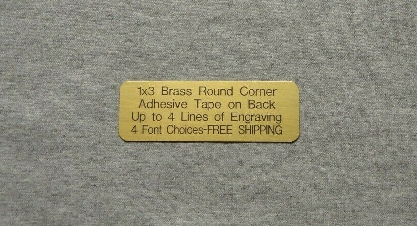 1×3 Custom Engraved Brass Plate Round Corner Plaque Tag Trophy Flag Pet
