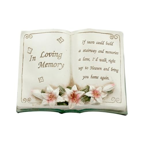 Resin Memorial Book, Book-Shaped Garden Stone, Outdoor Decor, in Loving Memory