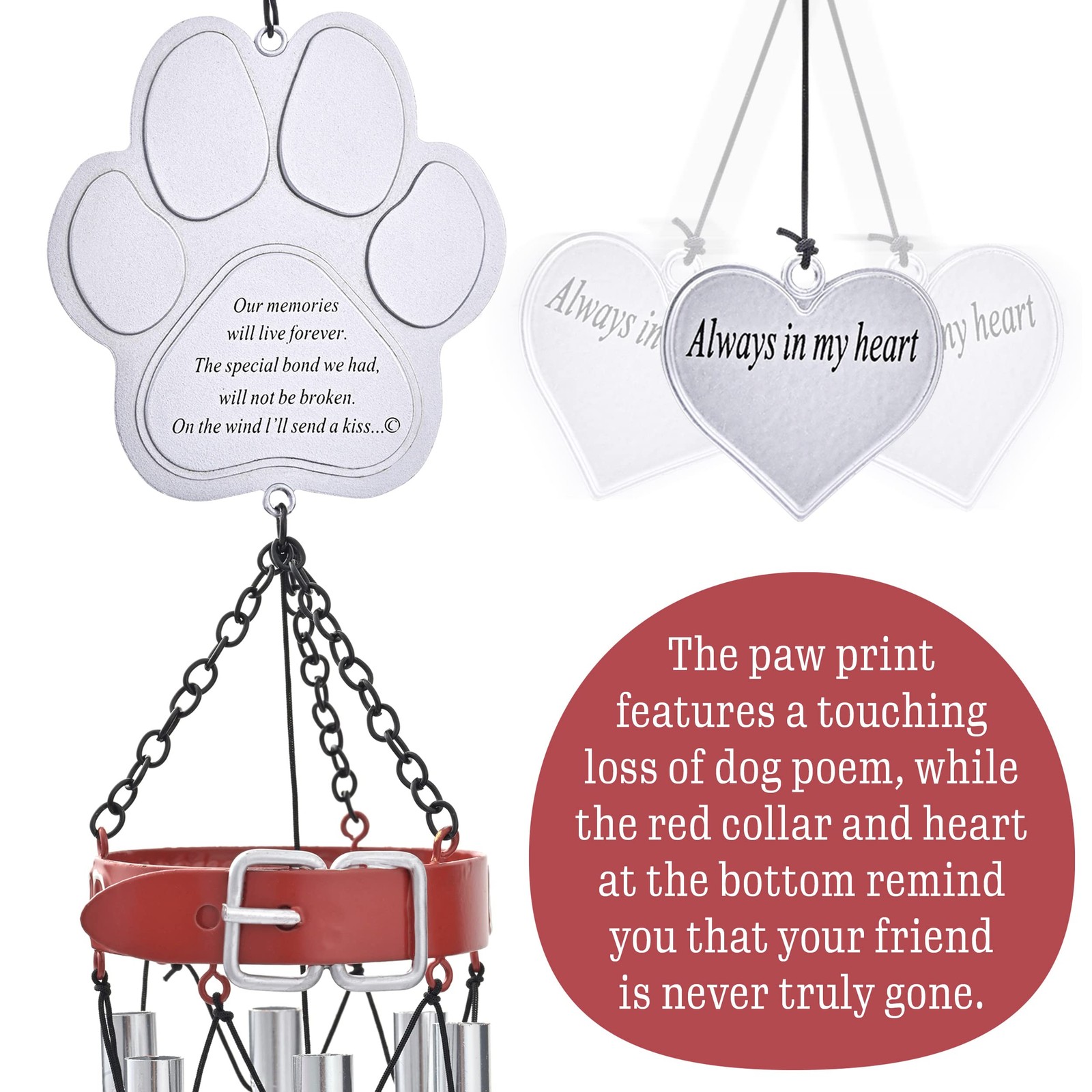 Pet Memorial Wind Chimes – 19″ Rainbow Bridge Pet Memorial Gifts, Thoughtful …