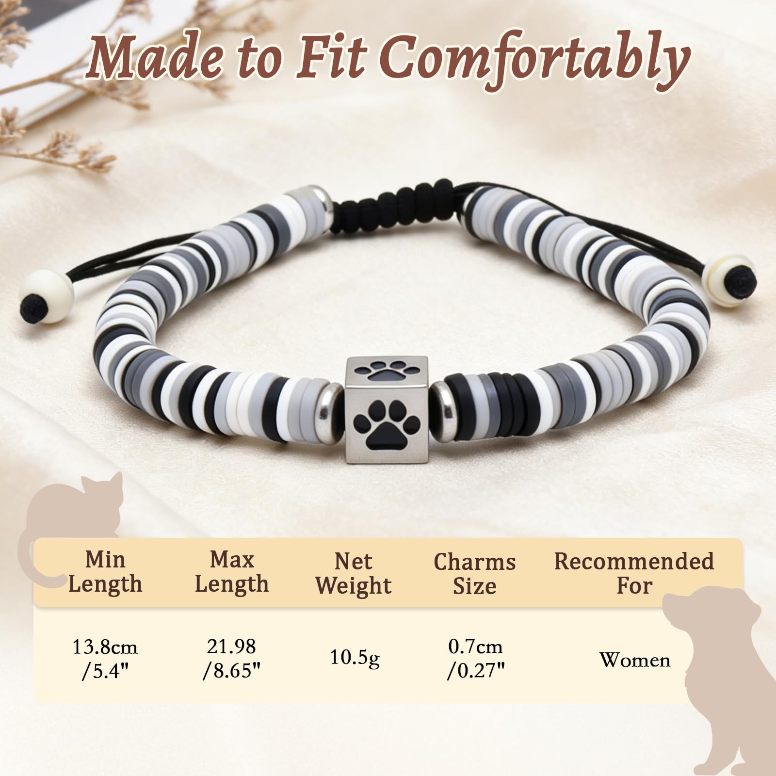 Dog Memorial Bracelet – Adjustable Pet Keepsake with Paw & Heart Charm, Sympa…