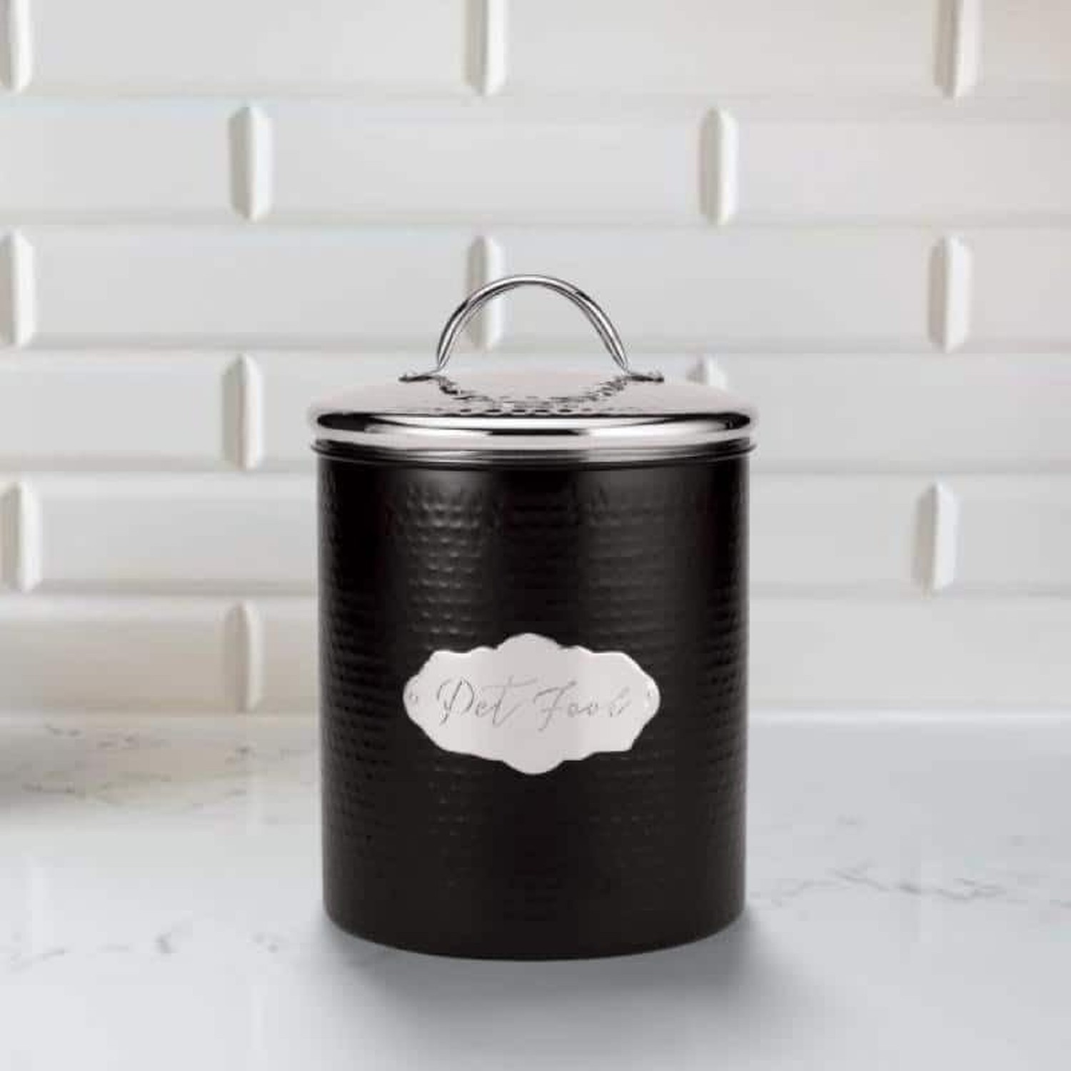 Amici Pet Cavalier Black/Silver 40 & 118 oz Metal Treats Canisters, 2 Size Set
