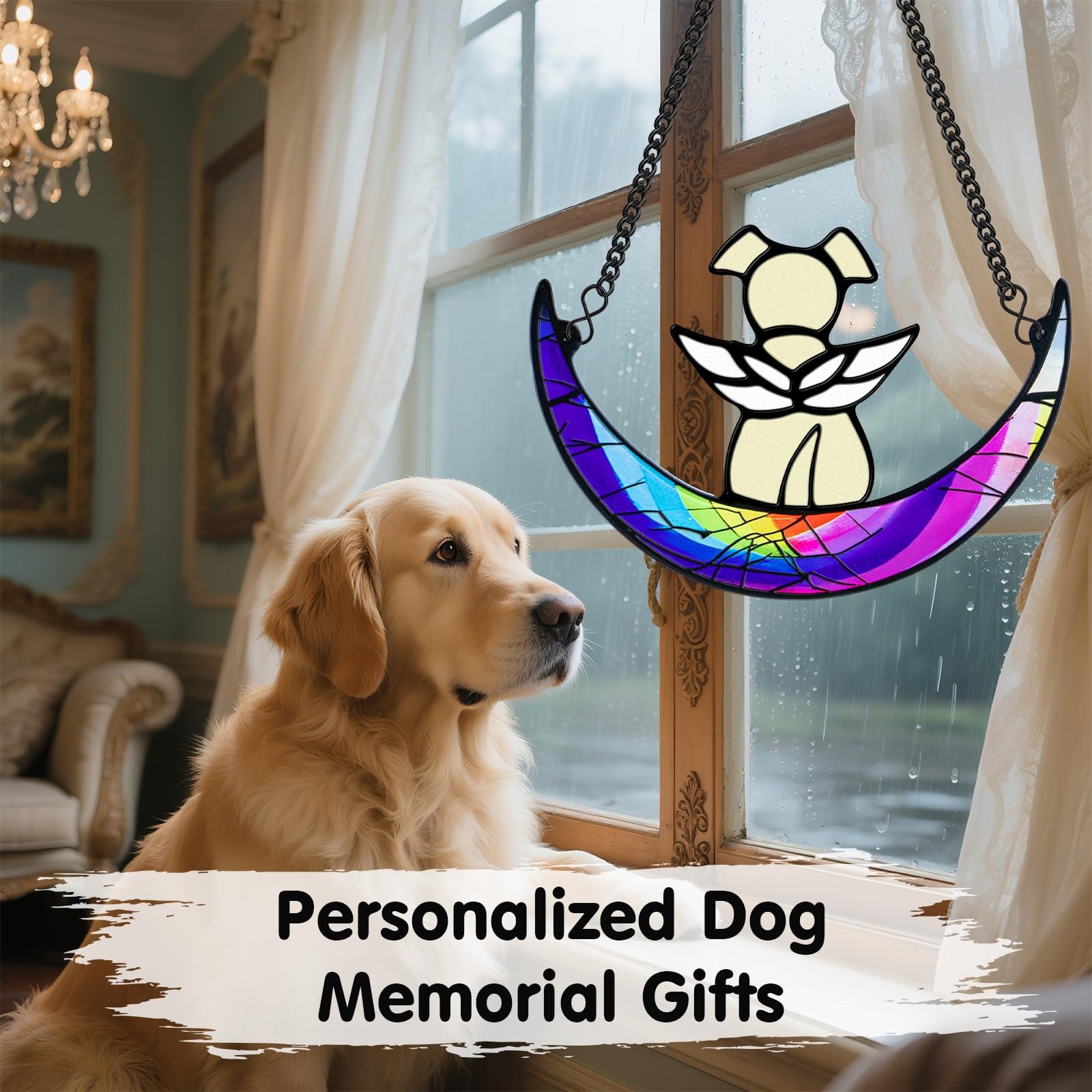 Stained Glass Dog Memorial Gifts,Dog Angel Memorial Suncatcher,Pet Memorial G…