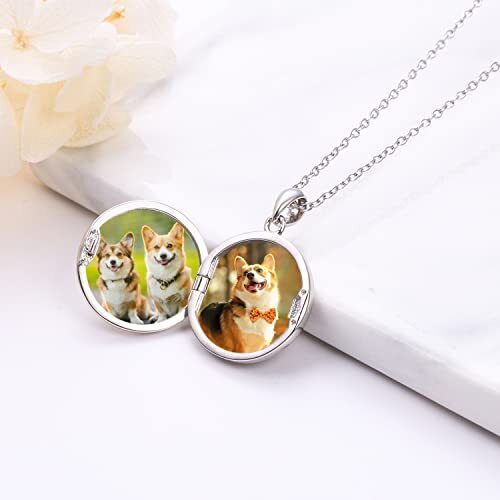 Dog Round Shape Locket That Holds Pictures 925 Sterling Silver Necklace Pendant