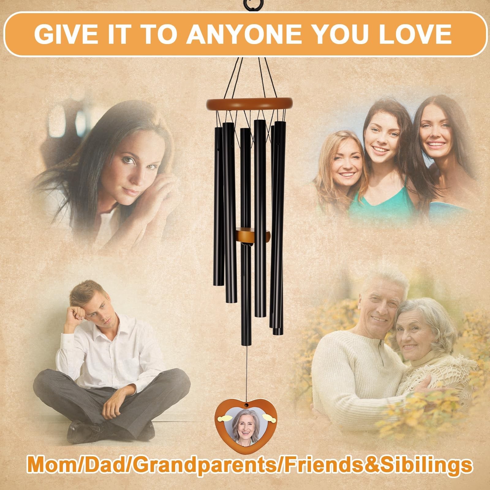 32 Inch Personalized Memorial Wind Chimes Sympathy Gifts for Loss of Loved On…