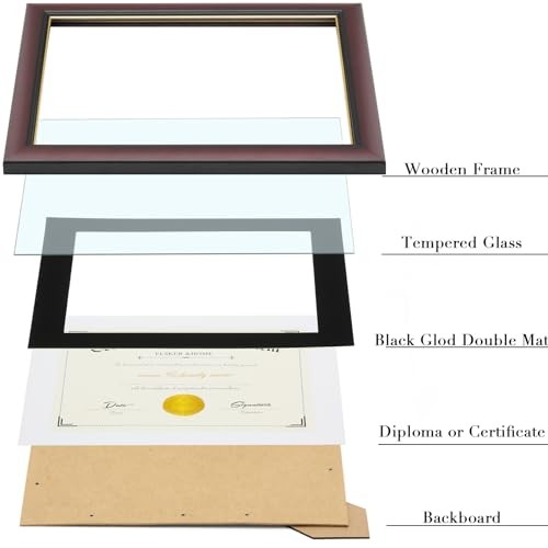 Picture Frame – Classic Cherry Wood, 11×14&8.5×11 with mat Velvet Mat,Black
