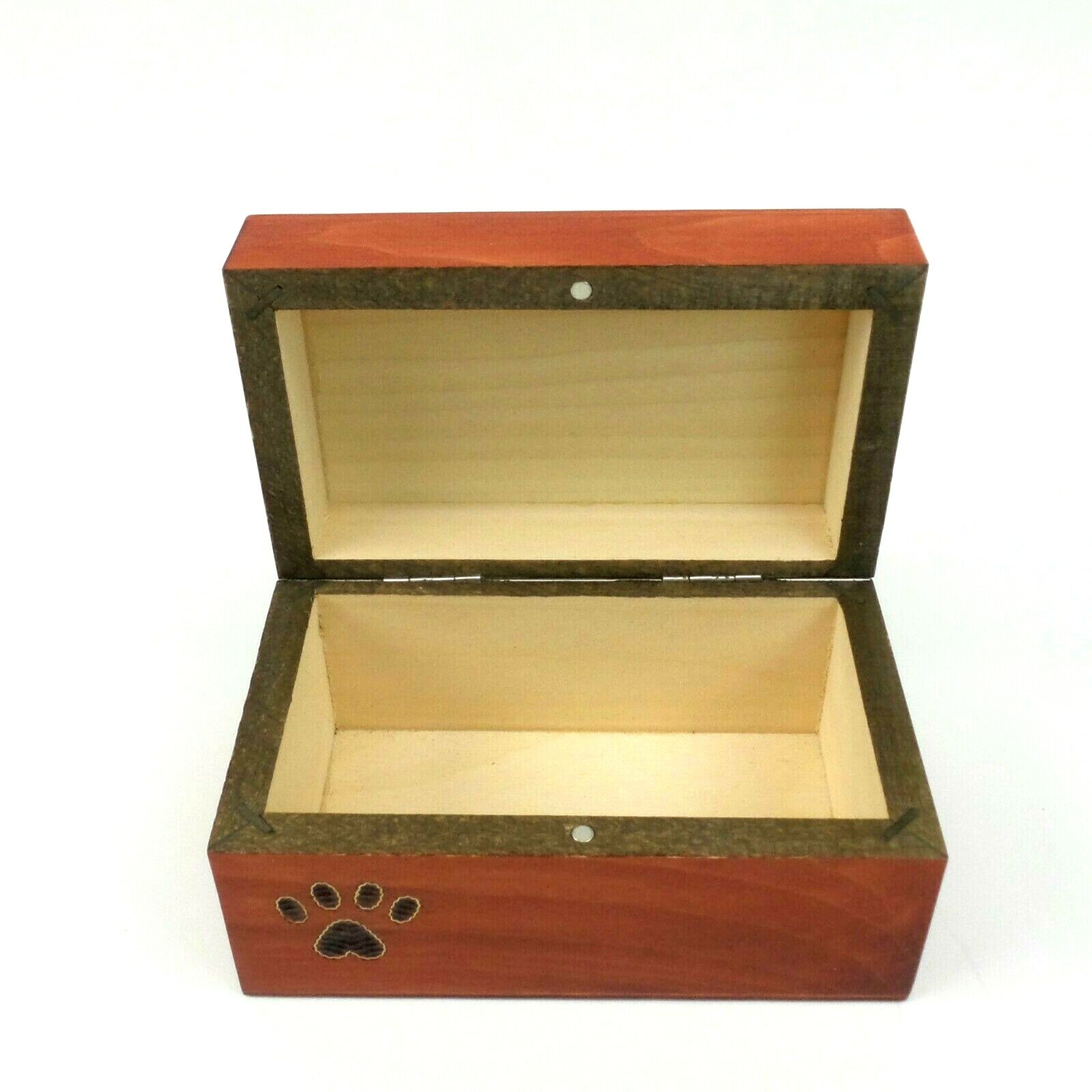 Small Pet Cremation Urn Inlay Paw Print Wood Box Cat Dog Ashes Memorial Chest