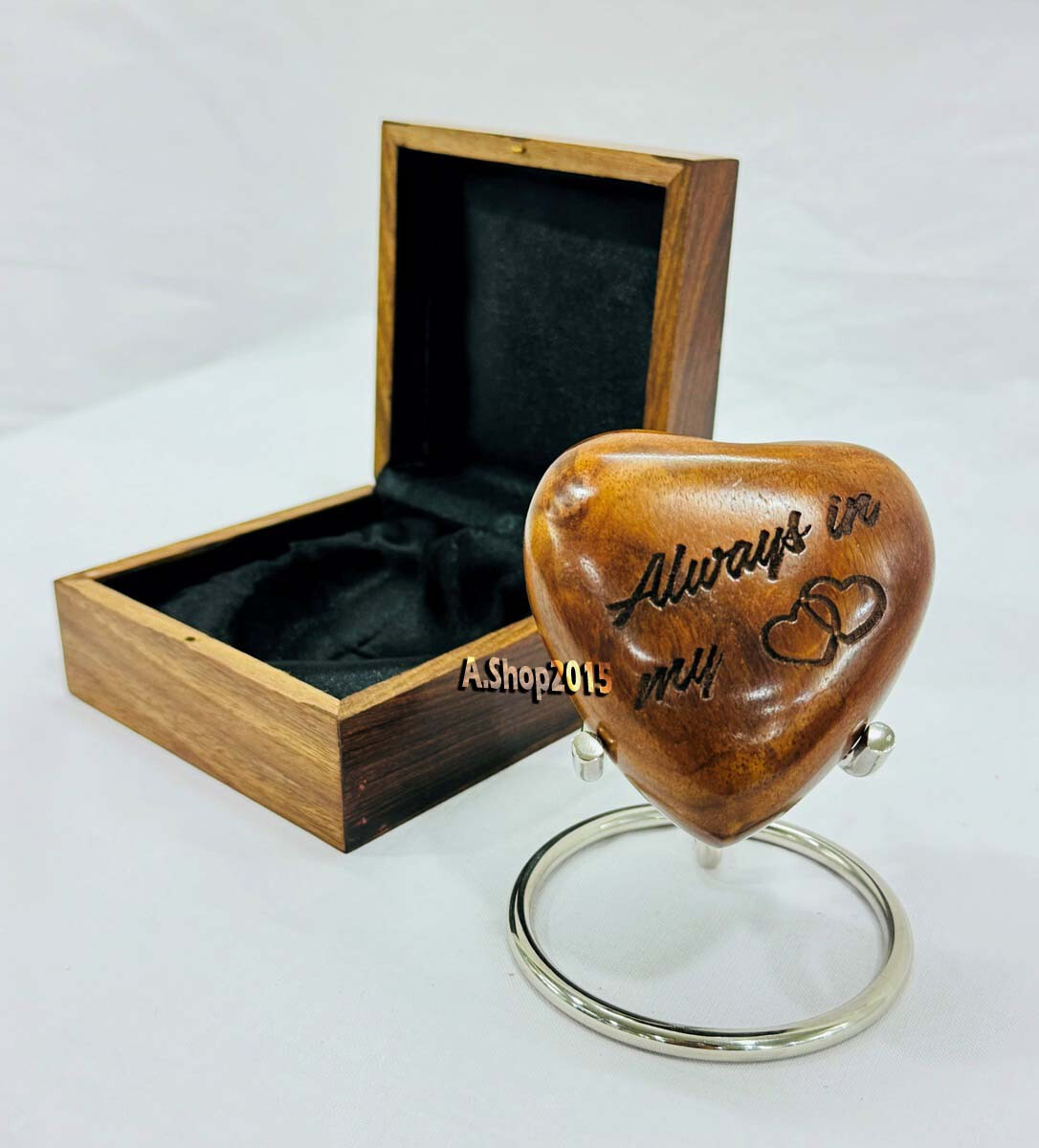 Wooden Heart Urn Keepsake Cremation Urn for Human pet Ashes Handcrafted Urn