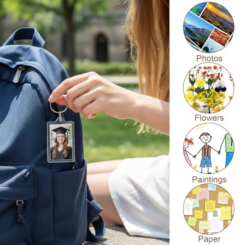6PCS Acrylic Photo Frame Keychain Holder, 2 Size Personalized Custom Picture