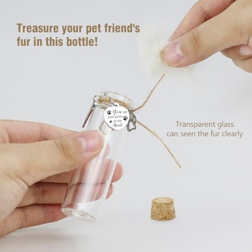 Pet Hair Memorial Glass Bottle – Vial for Ashes Or Dog – 1pcs Glass Bottle