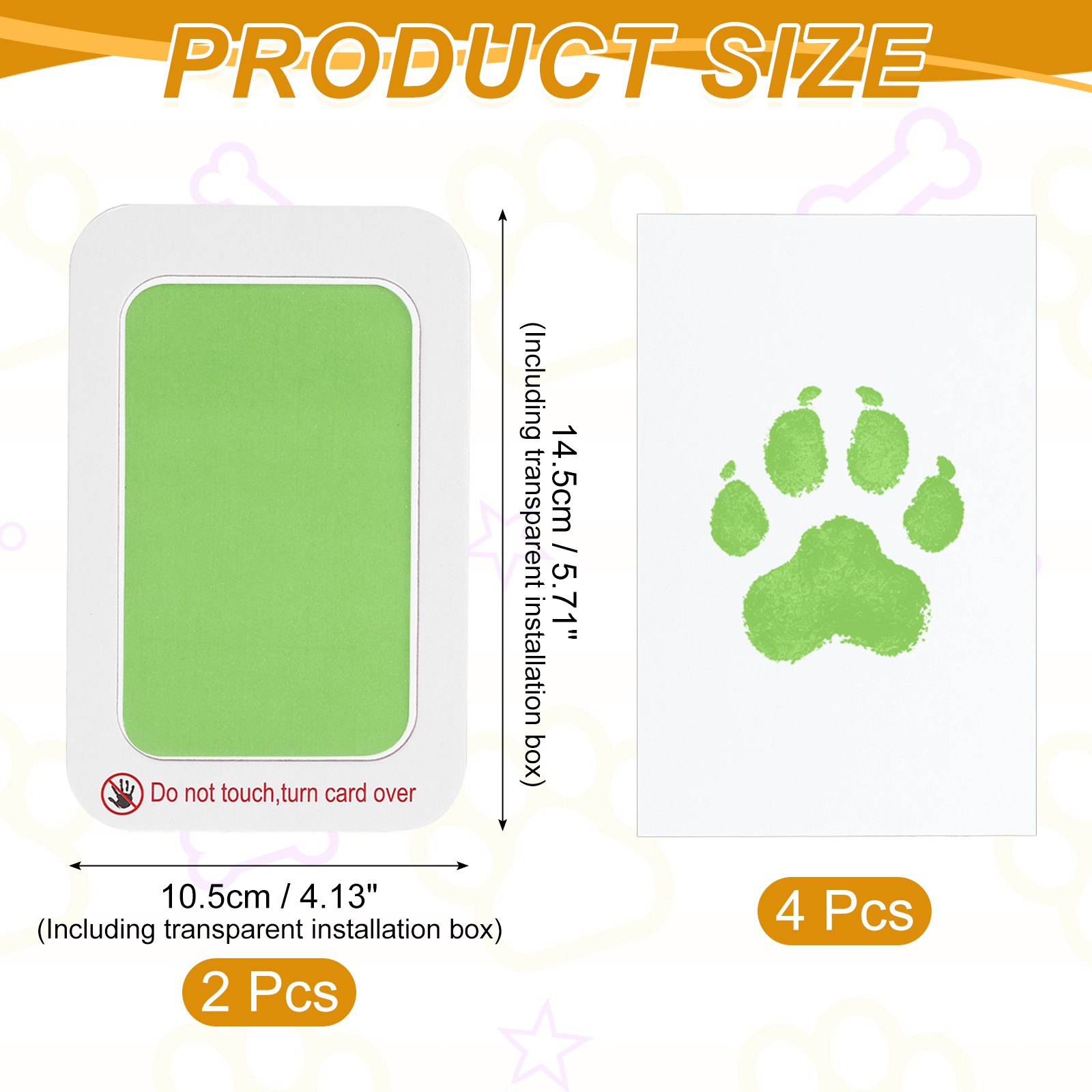 Pet Paw Print Kit, 5.7″X4.1″ Paw Print Impression, (Light Green, 2 Set)