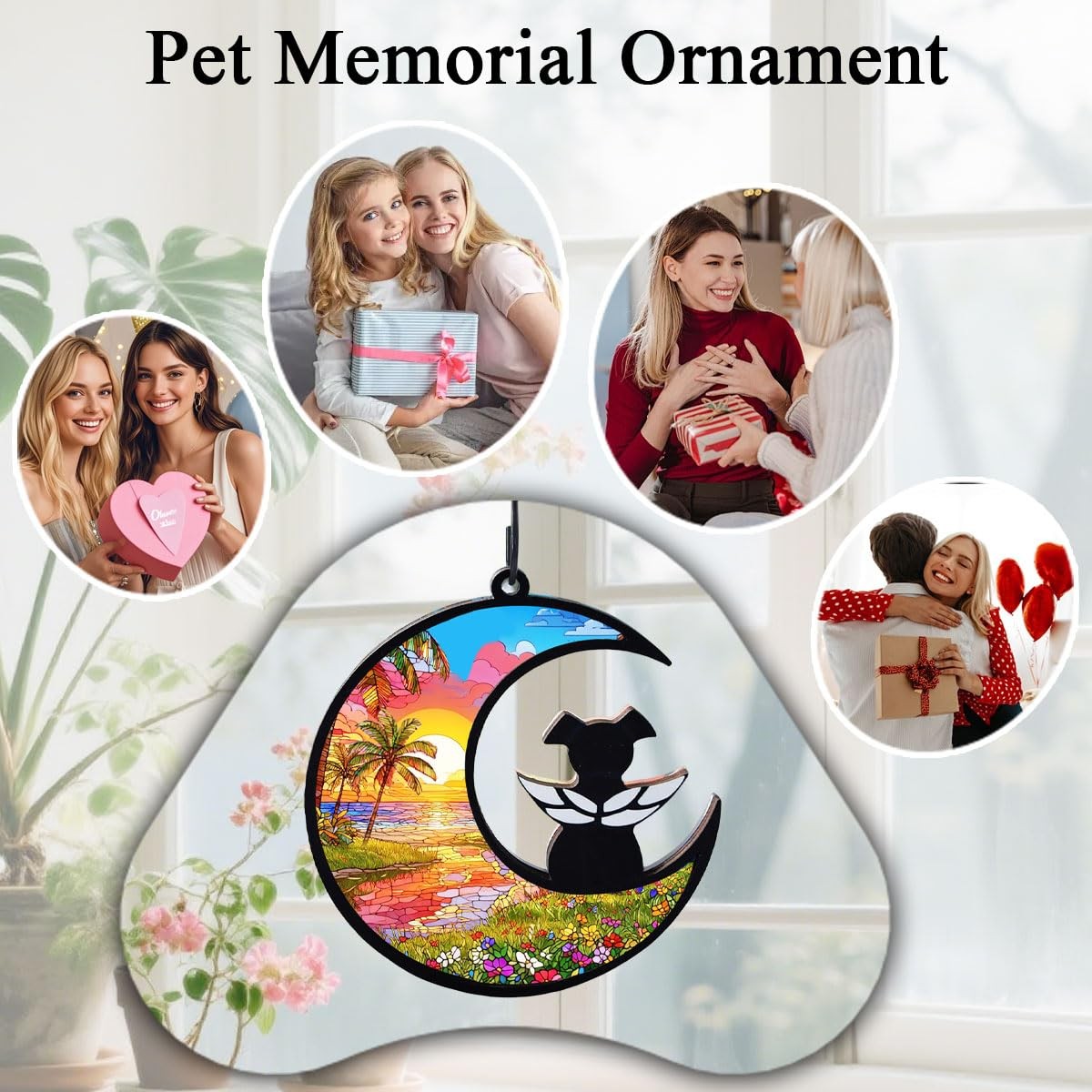 AgoumLux Dog Angel Memorial Suncatcher Rainbow Bridge Poem Pet Sympathy Gift