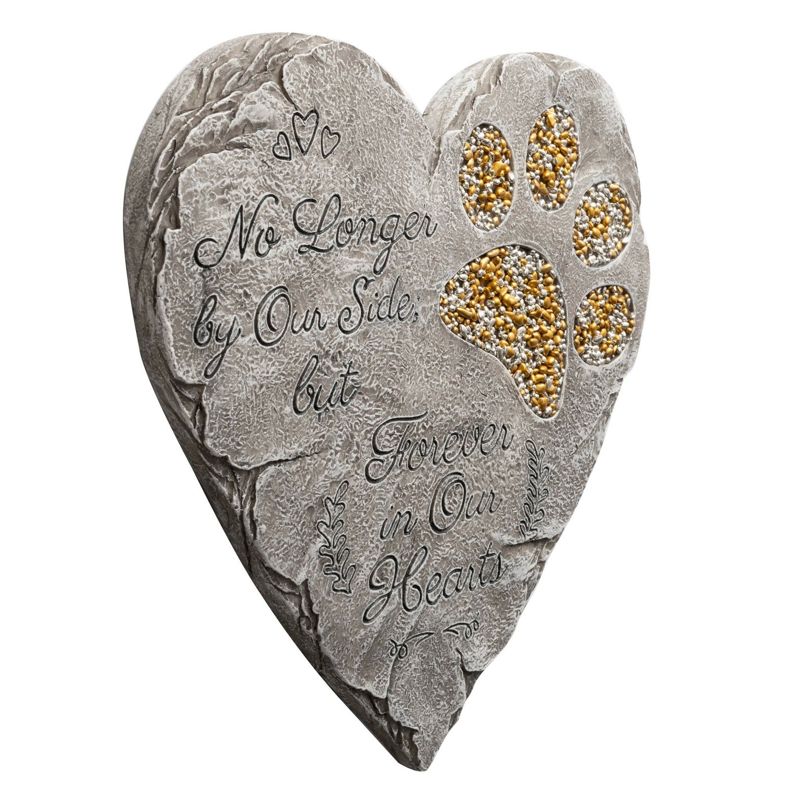 Pet Memorial Stone – Gray | Dog or Cat Garden Stone Heart Paw Print | Headsto…