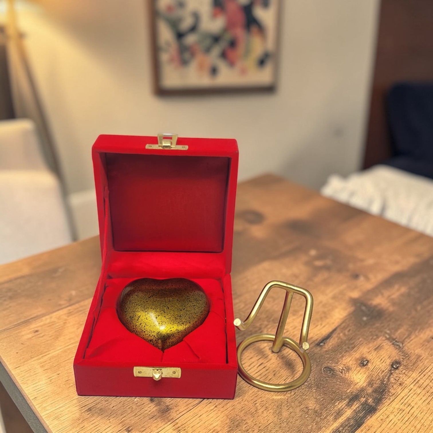 Custom Mini Heart Urn for Ashes Pet Human Keepsake with Stand Velvet Box