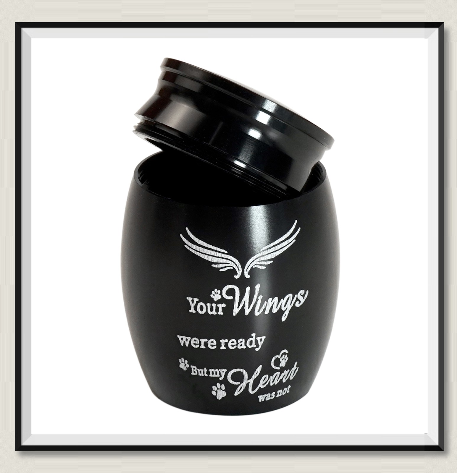 1.57 in Mini Pet Memorial Small Urns for Dog Cat Ashes Stainless Steel (Black)