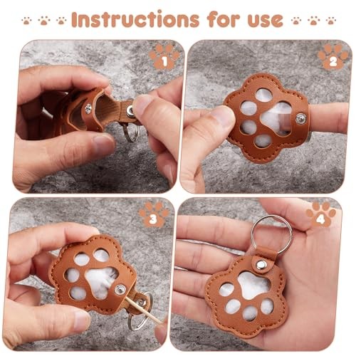 5PCS Pet Hair Storage Keychain, Pet Dog Cat Hair Collector Paw Shaped fur