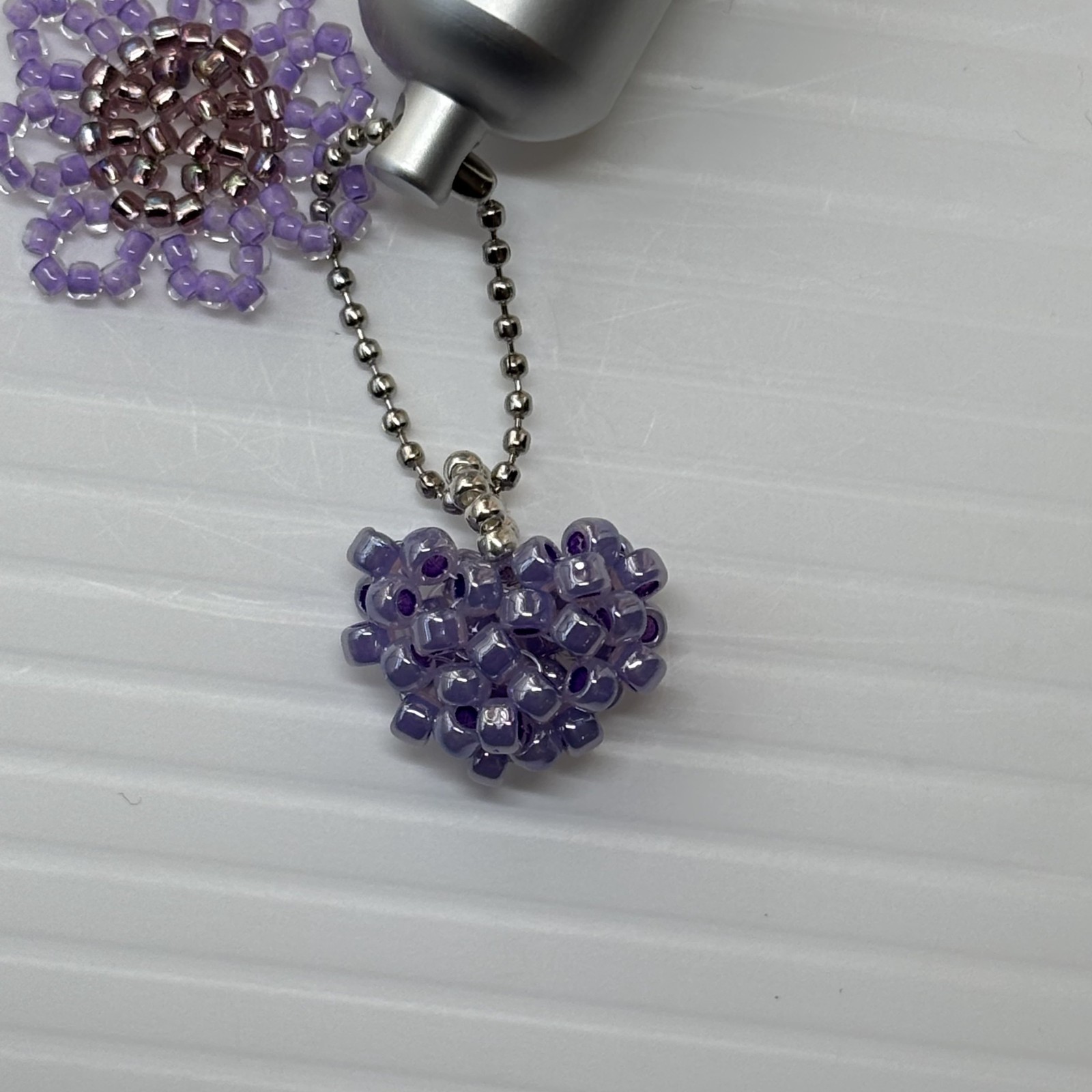 Cremation Ashes Keychain – Cremation Keepsake(purple flowers and heart)