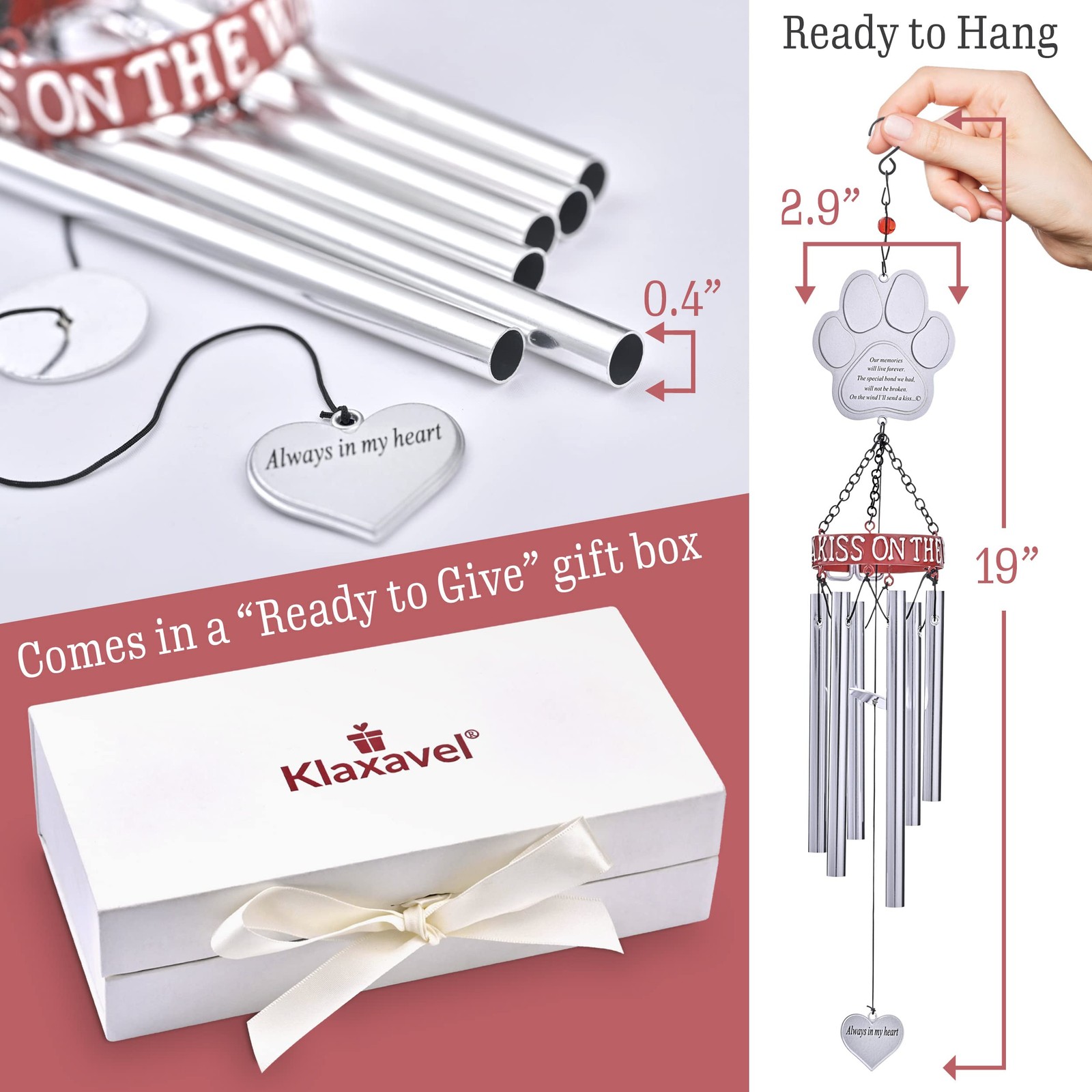 Pet Memorial Wind Chimes – 19″ Rainbow Bridge Pet Memorial Gifts, Thoughtful …