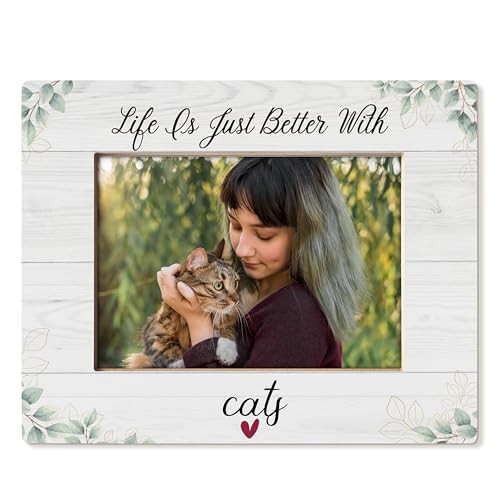 Cat Picture Frame 5×7, Cat Mom Lady Lovers Owner Gifts, Pet Lover Gifts, Life