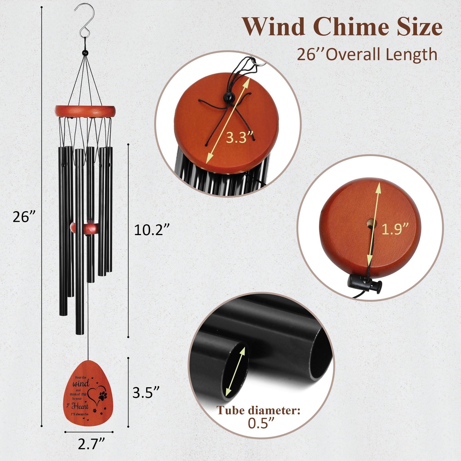 YU FENG 26” Metal Dog Memorial Wind Chimes for Outside Loss of Dog Loved Pet…