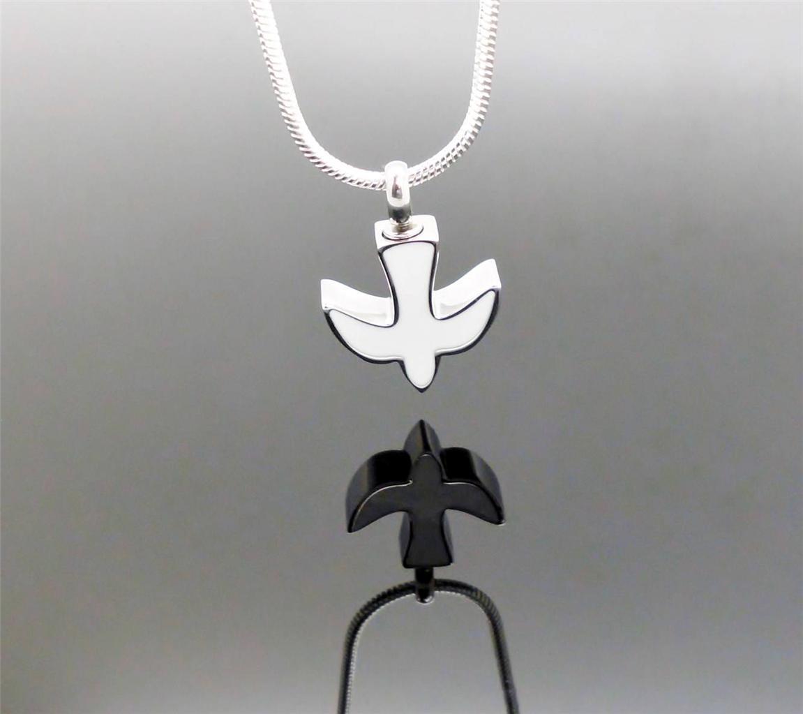 316L Stainless Steel White Dove Memorial Keepsake Cinerary Urn Pendant Jewellery