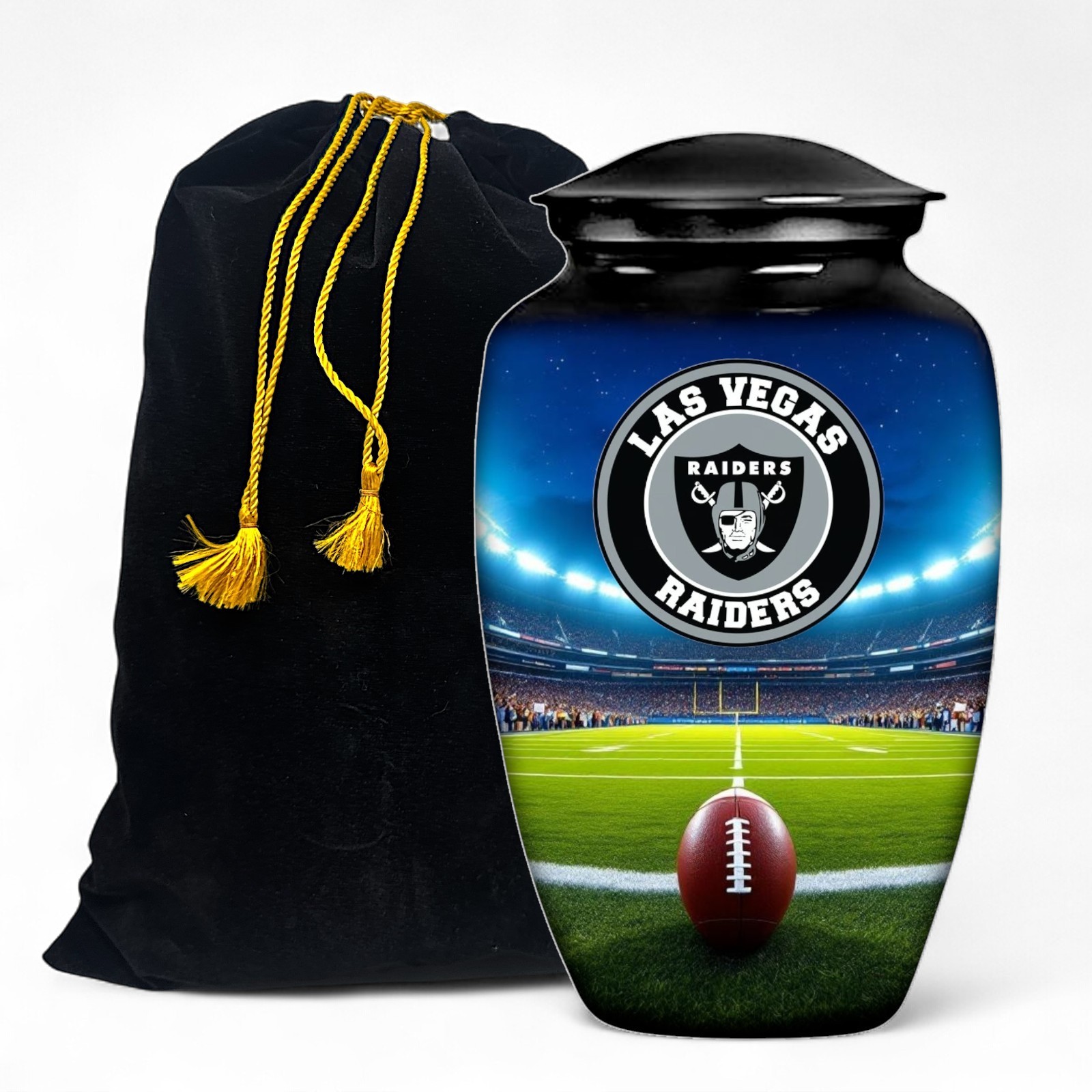 Cremation Urn Las Vegas Raider Football Theme Funeral Memorial Ashes with Bag