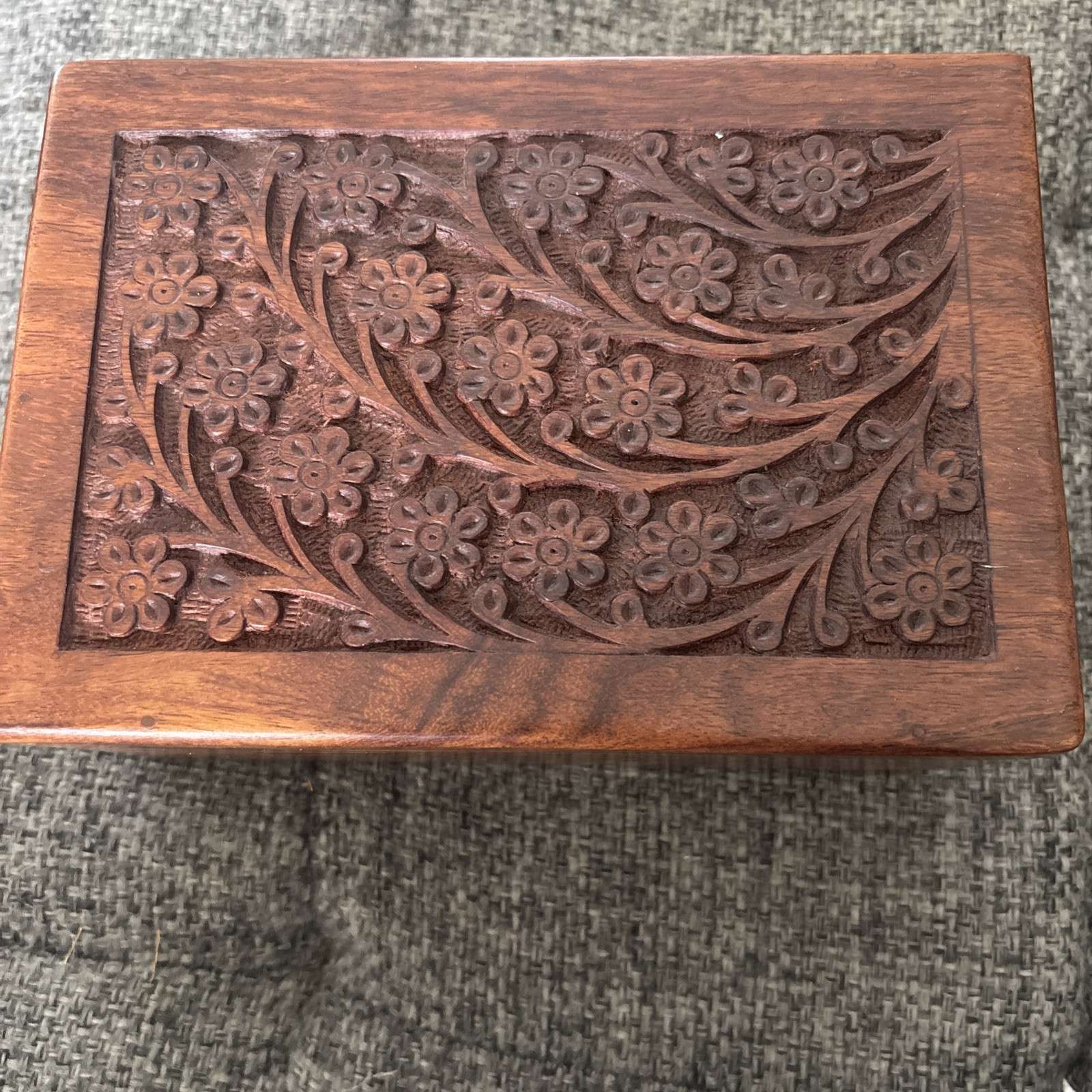 Tree of Life Pet Urn Medium Hand Engraved Wooden Natural Rosewood Box