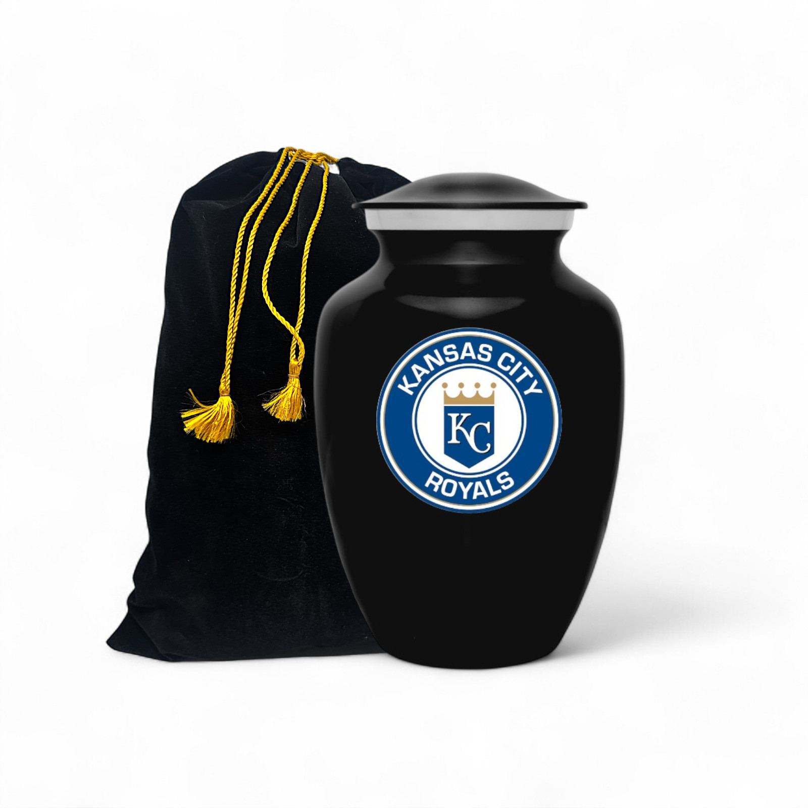 Black Kansas City Royals Baseball Style Cremation Urn Adult Ashes Metal Urns