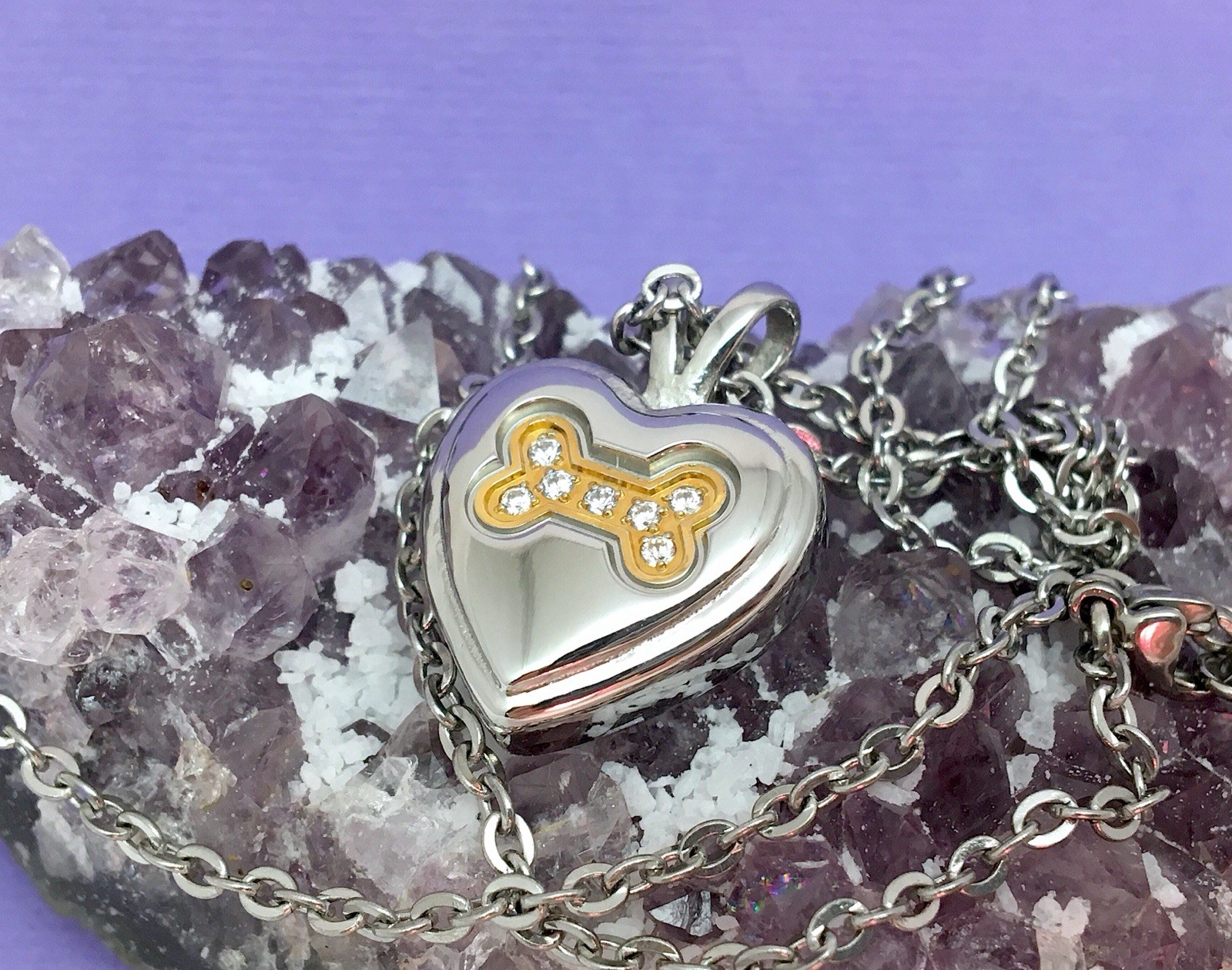 Dog Cremation Pendant Urn Keychain 1″ Key Ring Ash Golden Silver Crystal Bone