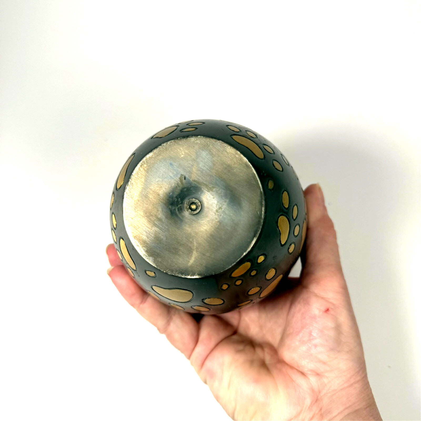 Pet Urn Metal 5 1/2″ tall Paw Prints Gray and Gold Cremation Ashes NWOT