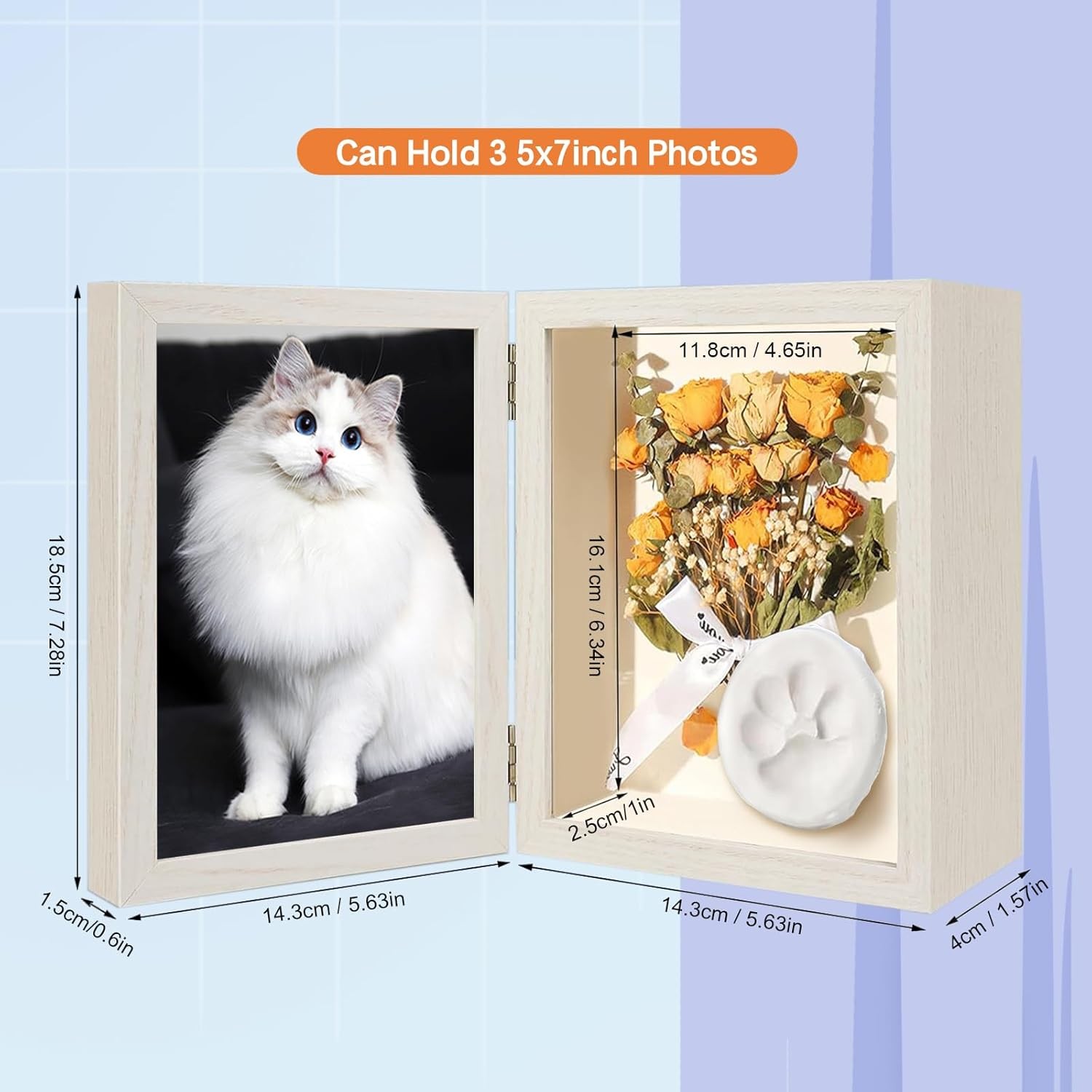 5×7 Pet Memorial Picture Frame Shadow Box for Dogs and Cats Frame Keepsake