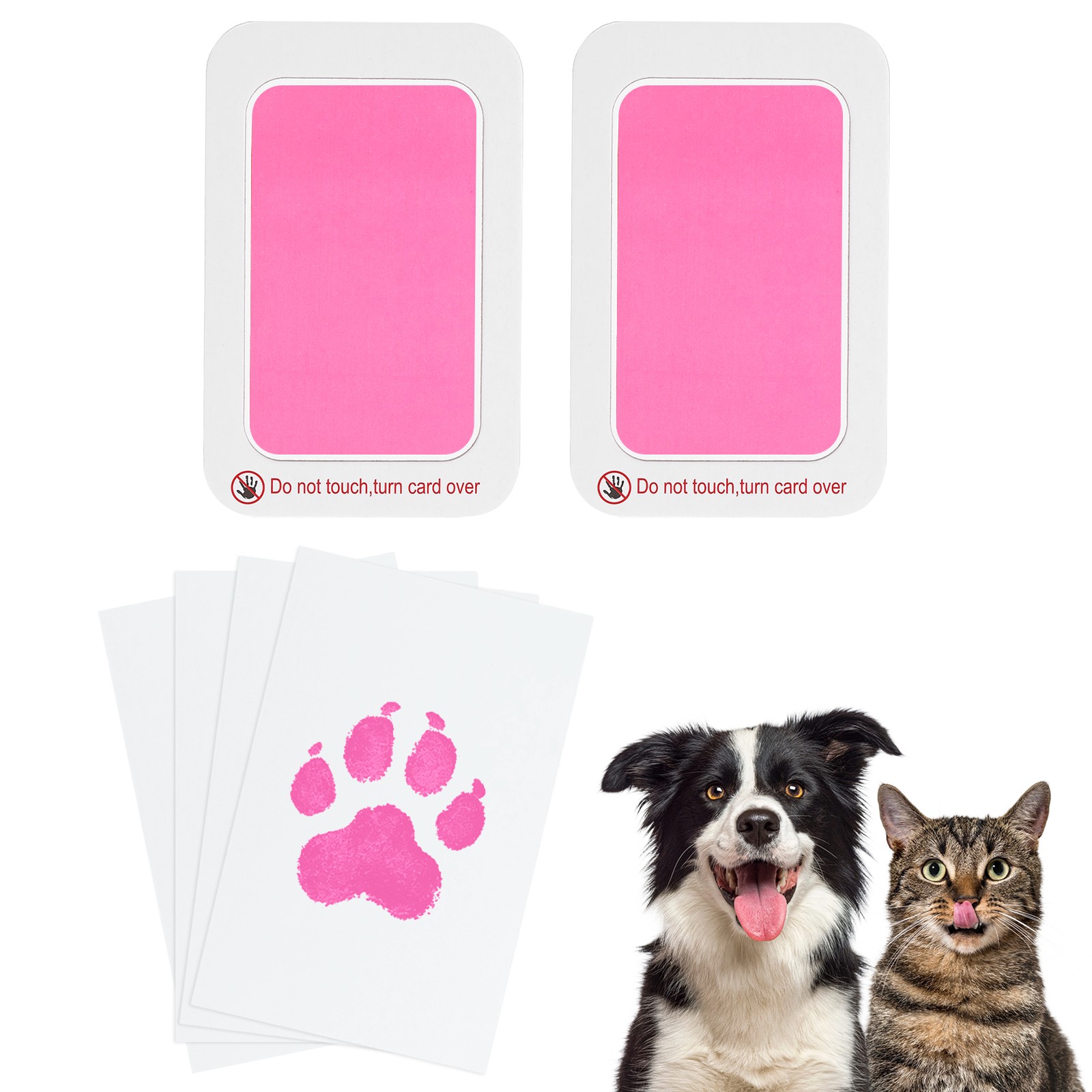 Pet Paw Print Kit, 5.7″X4.1″ Paw Print Impression, (Bright Pink, 2 Set)